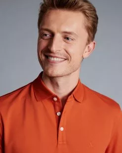 CHARLES TYRWHITT Tyrwhitt Pique Polo - Orang -Charles Tyrwhitt Shop JEP0402ORG MODEL DETAIL
