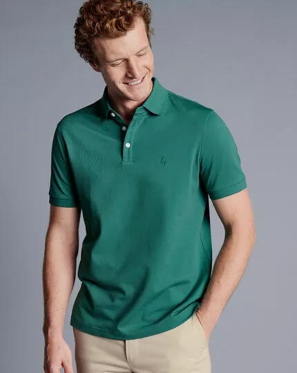 CHARLES TYRWHITT Tyrwhitt Pique Polo - Spearmin 4 CHARLES TYRWHITT Tyrwhitt Pique Polo - Spearmin - Image 2