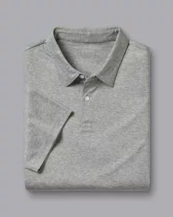 CHARLES TYRWHITT Smart Jersey Polo - Light Grey M -Charles Tyrwhitt Shop JEP0404LGY FOLD SINGLE