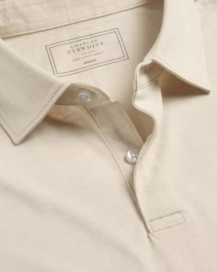 CHARLES TYRWHITT End-On-End Cotton Polo - Chalk 3 CHARLES TYRWHITT End-On-End Cotton Polo - Chalk