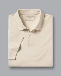 CHARLES TYRWHITT End-On-End Cotton Polo - Chalk 10 CHARLES TYRWHITT End-On-End Cotton Polo - Chalk -Charles Tyrwhitt Shop JEP0405CHK FOLD SINGLE