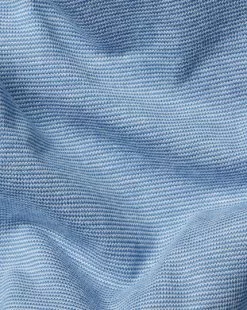 CHARLES TYRWHITT End-On-End Cotton Polo - Light B -Charles Tyrwhitt Shop JEP0405LBU FABRIC DETAIL