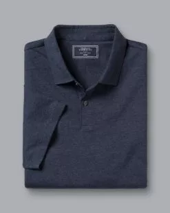 CHARLES TYRWHITT End-On-End Cotton Polo - Steel B -Charles Tyrwhitt Shop JEP0405STL FOLD SINGLE