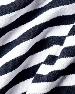 CHARLES TYRWHITT England Rugby Stripe Pique Polo - Navy & Wh -Charles Tyrwhitt Shop JEQ0003NWT FABRIC DETAIL