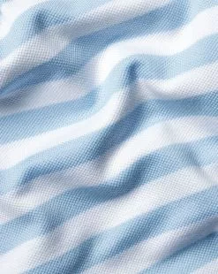 CHARLES TYRWHITT England Rugby Striped Pique Polo - Light B -Charles Tyrwhitt Shop JEQ0007LBU FABRIC DETAIL