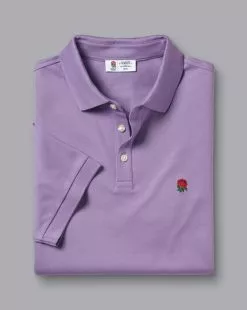 CHARLES TYRWHITT England Rugby Pique Polo - Lilac P 11 CHARLES TYRWHITT England Rugby Pique Polo - Lilac P -Charles Tyrwhitt Shop JEQ0007LLC FOLD SINGLE