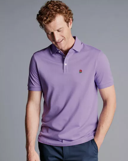CHARLES TYRWHITT England Rugby Pique Polo - Lilac P 4 CHARLES TYRWHITT England Rugby Pique Polo - Lilac P - Image 2