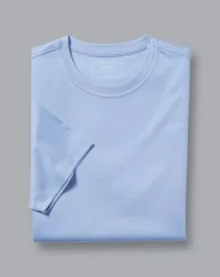 CHARLES TYRWHITT Cotton Tyrwhitt T-Shirt - Sky B -Charles Tyrwhitt Shop JET0006SKY FOLD