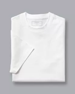 CHARLES TYRWHITT Cotton Tyrwhitt T-Shirt - Wh -Charles Tyrwhitt Shop JET0006WHT FOLD