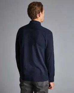 CHARLES TYRWHITT Pique Jersey Shirt - Navy 14 CHARLES TYRWHITT Pique Jersey Shirt - Navy -Charles Tyrwhitt Shop JEX0025NAV MODEL BACK