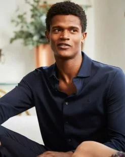 CHARLES TYRWHITT Pique Jersey Shirt - Navy 15 CHARLES TYRWHITT Pique Jersey Shirt - Navy -Charles Tyrwhitt Shop JEX0025NAV l