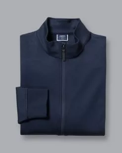 CHARLES TYRWHITT Navy Performance Funnel Neck Jack -Charles Tyrwhitt Shop JEX0028NAV FOLD