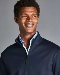 CHARLES TYRWHITT Navy Performance Funnel Neck Jack -Charles Tyrwhitt Shop JEX0028NAV MODEL DETAIL