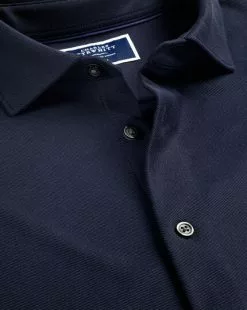 CHARLES TYRWHITT Twill Jersey Shirt - Dark Navy