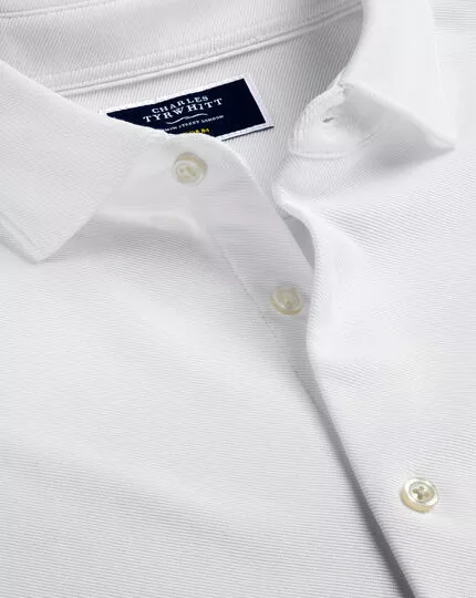 CHARLES TYRWHITT Twill Jersey Shirt - Wh 3 CHARLES TYRWHITT Twill Jersey Shirt - Wh