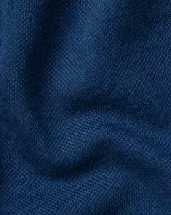 CHARLES TYRWHITT Cotton Tencel™ Mix Zip-Neck Polo - Dark Navy -Charles Tyrwhitt Shop JEX0032DNY FABRIC DETAIL