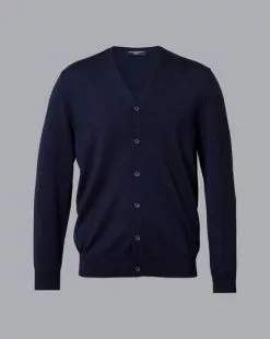 CHARLES TYRWHITT Merino Cardigan - Navy 10 CHARLES TYRWHITT Merino Cardigan - Navy -Charles Tyrwhitt Shop KNC0062NAV FULL