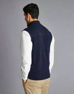 CHARLES TYRWHITT Merino Funnel Neck Vest - Navy -Charles Tyrwhitt Shop KNC0085NAV MODEL BACK