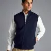 CHARLES TYRWHITT Merino Funnel Neck Vest - Navy -Charles Tyrwhitt Shop KNC0085NAV MODEL FRONT