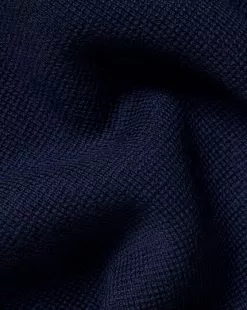 CHARLES TYRWHITT Merino Funnel Neck Jacket - Navy -Charles Tyrwhitt Shop KNC0087NAV FABRIC DETAIL