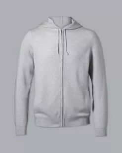 CHARLES TYRWHITT Merino Cashmere Hooded Zip Through Sweater - Silv -Charles Tyrwhitt Shop KNG0003SLV FULL