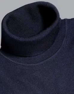 CHARLES TYRWHITT Merino Roll Neck Sweater - Navy
