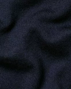 CHARLES TYRWHITT Merino Roll Neck Sweater - Navy -Charles Tyrwhitt Shop KNJ0070NAV FABRIC DETAIL