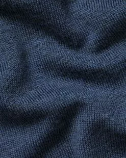 CHARLES TYRWHITT Merino Zip Neck Sweater - Indigo Melang -Charles Tyrwhitt Shop KNJ0321IDG FABRIC DETAIL