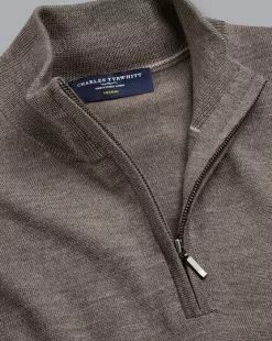 CHARLES TYRWHITT Merino Zip Neck Sweater - Moch