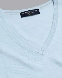 CHARLES TYRWHITT Merino V-Neck Sweater - Light B