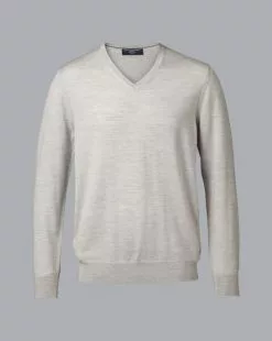 CHARLES TYRWHITT Merino V-Neck Sweater - Silv 12 CHARLES TYRWHITT Merino V-Neck Sweater - Silv -Charles Tyrwhitt Shop KNJ0358SLV FULL