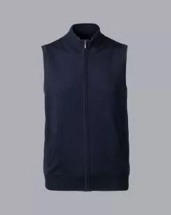 CHARLES TYRWHITT Merino Zip Through Vest - Navy 10 CHARLES TYRWHITT Merino Zip Through Vest - Navy -Charles Tyrwhitt Shop KNJ0363NAV FULL