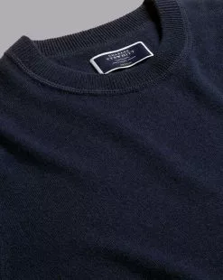CHARLES TYRWHITT Merino Cashmere Crew Neck Sweater - Navy