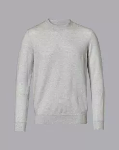 CHARLES TYRWHITT Merino Cashmere Crew Neck Sweater - Silver  -Charles Tyrwhitt Shop KNJ0365SLV FULL