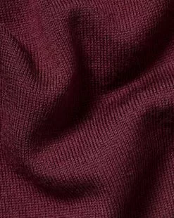 CHARLES TYRWHITT Merino Polo Neck Sweater - Burgundy R -Charles Tyrwhitt Shop KNJ0394BGD FABRIC DETAIL