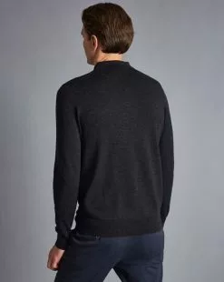 CHARLES TYRWHITT Merino Polo Sweater - Charcoal Grey -Charles Tyrwhitt Shop KNJ0394DCH MODEL BACK
