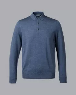 CHARLES TYRWHITT Merino Polo Sweater - Indig -Charles Tyrwhitt Shop KNJ0394IDG FULL