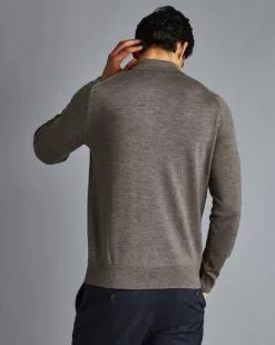 CHARLES TYRWHITT Merino Polo Sweater - Moch -Charles Tyrwhitt Shop KNJ0394MCA MODEL BACK