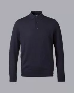 CHARLES TYRWHITT Merino Polo Sweater - Navy -Charles Tyrwhitt Shop KNJ0394NAV FULL