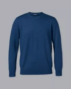 CHARLES TYRWHITT Merino Crew Neck Sweater - Royal B -Charles Tyrwhitt Shop KNJ0399RYL FULL