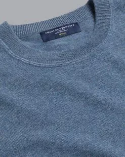 CHARLES TYRWHITT Merino Cashmere Crew Neck Sweater - Indigo B