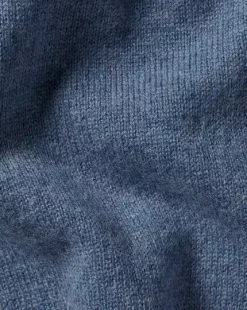 CHARLES TYRWHITT Merino Cashmere Crew Neck Sweater - Indigo B -Charles Tyrwhitt Shop KNJ0405IDG FABRIC DETAIL