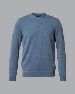 CHARLES TYRWHITT Merino Cashmere Crew Neck Sweater - Indigo B -Charles Tyrwhitt Shop KNJ0405IDG FULL