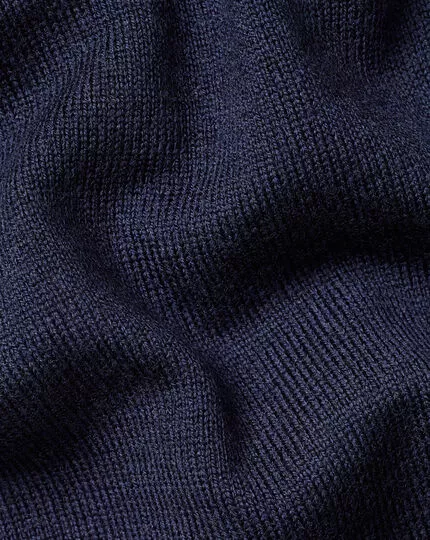 CHARLES TYRWHITT Merino Short Sleeve Polo Sweater - Navy 7 CHARLES TYRWHITT Merino Short Sleeve Polo Sweater - Navy - Image 5