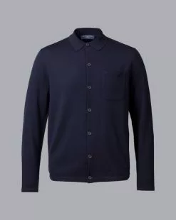 CHARLES TYRWHITT Merino Shirt Cardigan - Navy 10 CHARLES TYRWHITT Merino Shirt Cardigan - Navy -Charles Tyrwhitt Shop KNJ0422NAV FULL
