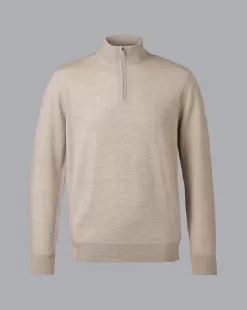 CHARLES TYRWHITT Merino Zip Neck Sweater - Limeston -Charles Tyrwhitt Shop KNJ0432LST FULL