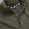 CHARLES TYRWHITT Merino Zip Neck Sweater - Olive Green Melang -Charles Tyrwhitt Shop KNJ0432OLV COLLAR DETAIL
