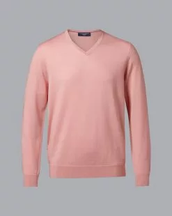 CHARLES TYRWHITT Pure Merino V-Neck Sweater - Light C -Charles Tyrwhitt Shop KNJ0437LCP FULL