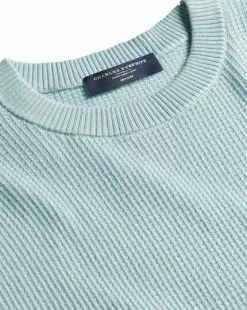 CHARLES TYRWHITT Cotton Merino Waffle Crew Neck - Spearmin
