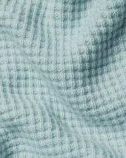 CHARLES TYRWHITT Cotton Merino Waffle Crew Neck - Spearmin -Charles Tyrwhitt Shop KNJ0439SPM FABRIC DETAIL